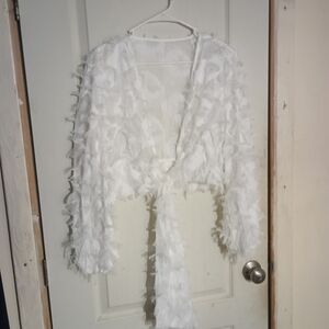 SHEIN White Feathered Women's Blazer